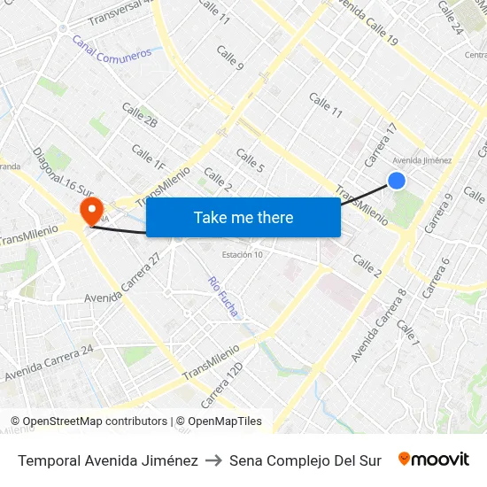 Temporal Avenida Jiménez to Sena Complejo Del Sur map