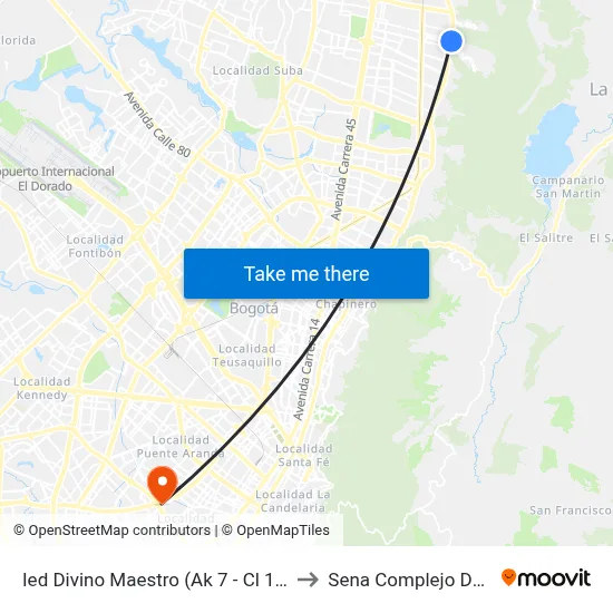 Ied Divino Maestro (Ak 7 - Cl 163) (A) to Sena Complejo Del Sur map