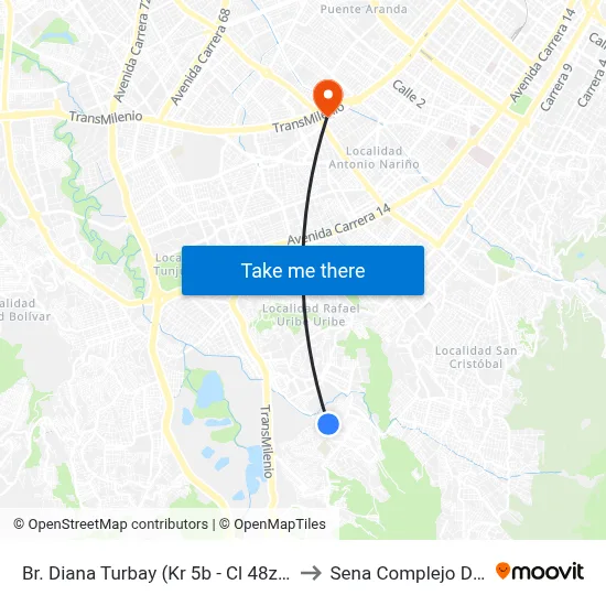 Br. Diana Turbay (Kr 5b - Cl 48z Bis Sur) to Sena Complejo Del Sur map
