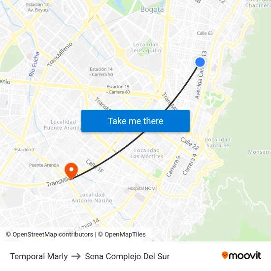 Temporal Marly to Sena Complejo Del Sur map