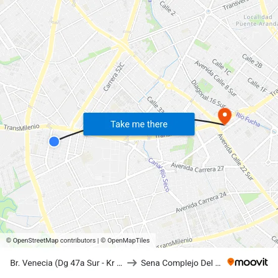 Br. Venecia (Dg 47a Sur - Kr 53) to Sena Complejo Del Sur map
