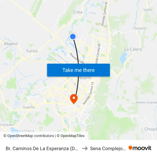 Br. Caminos De La Esperanza (Dg 149 - Tv 142) to Sena Complejo Del Sur map