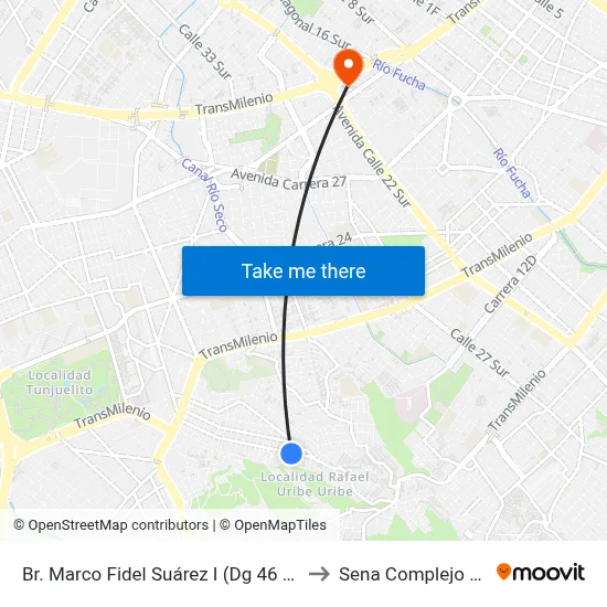 Br. Marco Fidel Suárez I (Dg 46 Sur - Tv 13) to Sena Complejo Del Sur map