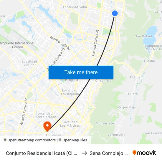 Conjunto Residencial Icatá (Cl 155 - Ak 9) to Sena Complejo Del Sur map