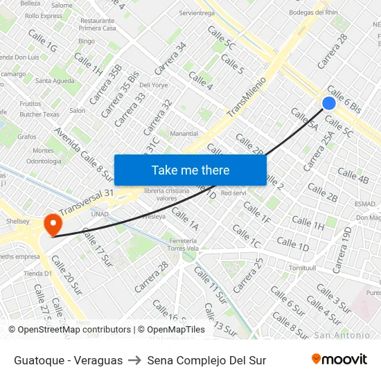 Guatoque - Veraguas to Sena Complejo Del Sur map