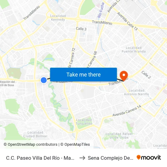 C.C. Paseo Villa Del Río - Madelena to Sena Complejo Del Sur map