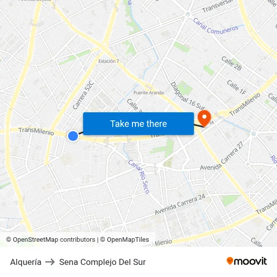 Alquería to Sena Complejo Del Sur map