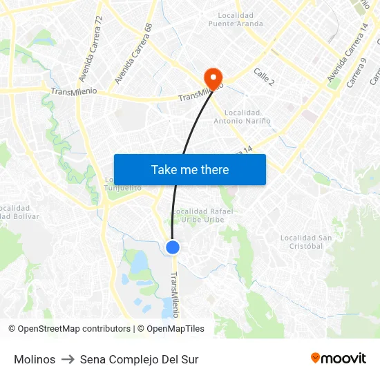 Molinos to Sena Complejo Del Sur map