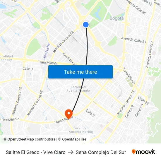 Salitre El Greco - Vive Claro to Sena Complejo Del Sur map