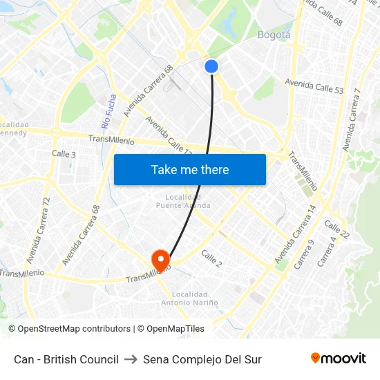 Can - British Council to Sena Complejo Del Sur map