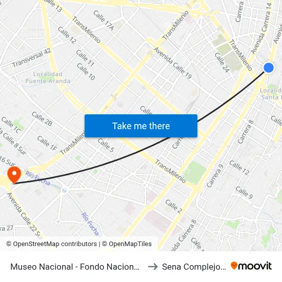 Museo Nacional - Fondo Nacional De Garantías to Sena Complejo Del Sur map