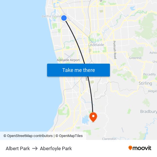 Albert Park to Aberfoyle Park map