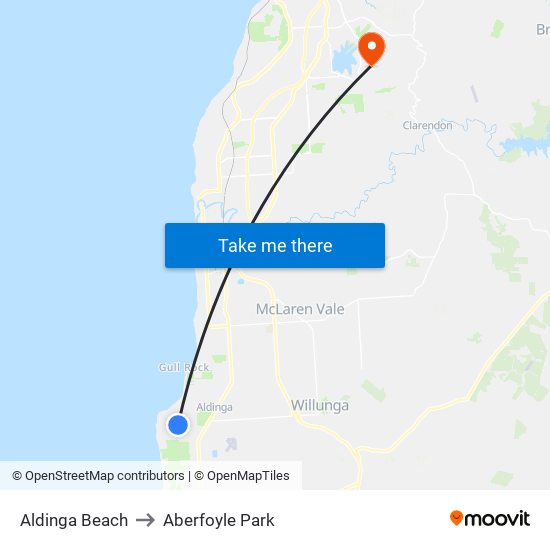Aldinga Beach to Aberfoyle Park map