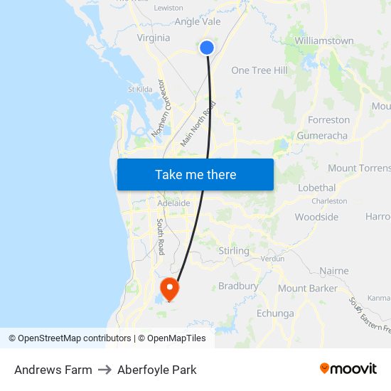 Andrews Farm to Aberfoyle Park map