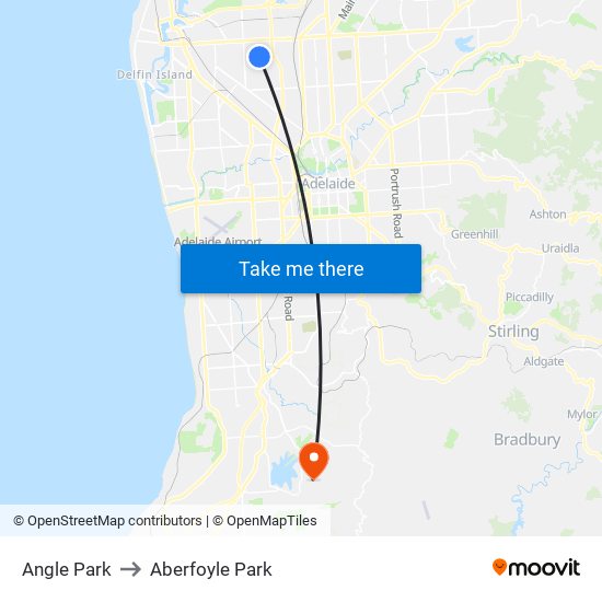 Angle Park to Aberfoyle Park map