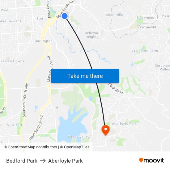 Bedford Park to Aberfoyle Park map