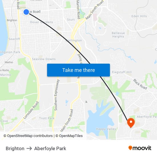 Brighton to Aberfoyle Park map