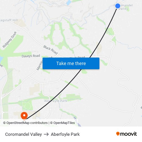 Coromandel Valley to Aberfoyle Park map