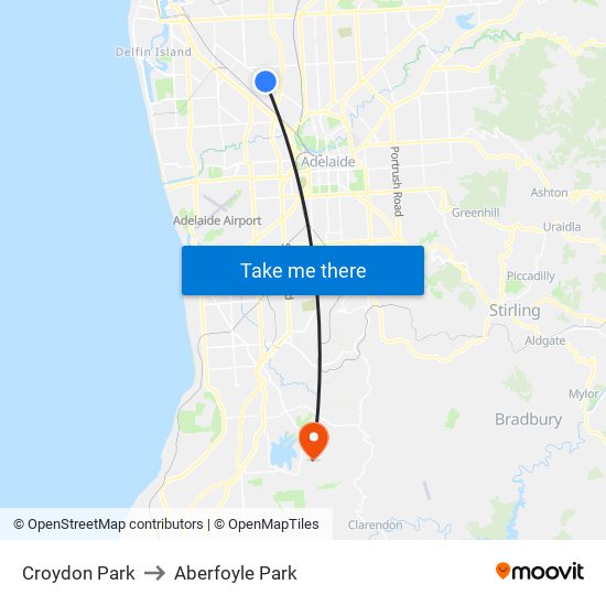 Croydon Park to Aberfoyle Park map
