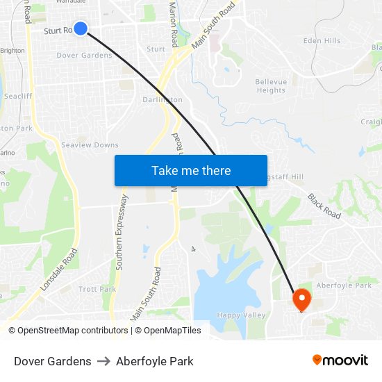 Dover Gardens to Aberfoyle Park map