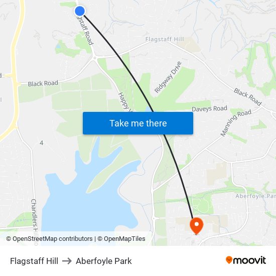 Flagstaff Hill to Aberfoyle Park map