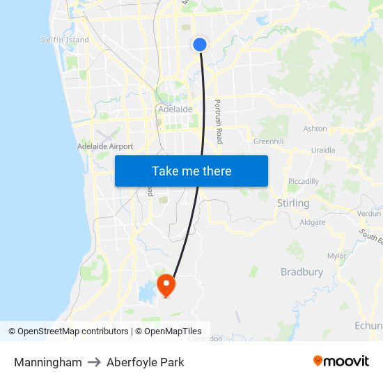 Manningham to Aberfoyle Park map