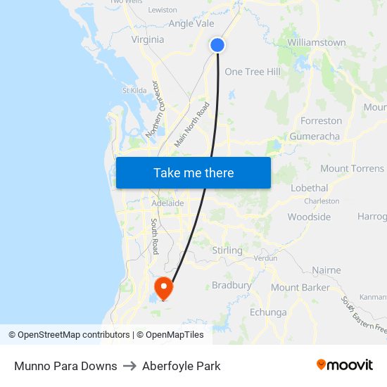 Munno Para Downs to Aberfoyle Park map