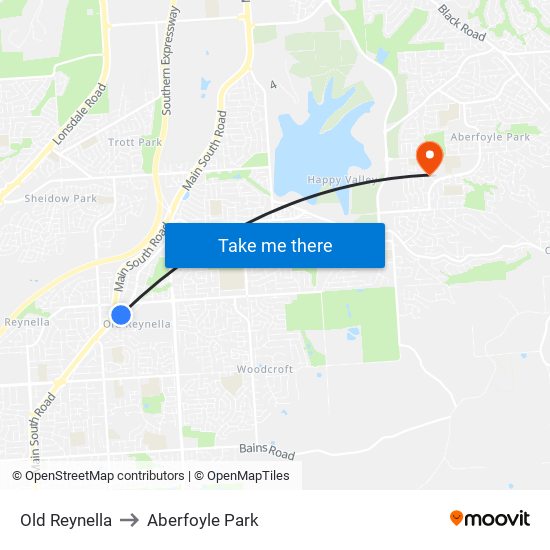 Old Reynella to Aberfoyle Park map