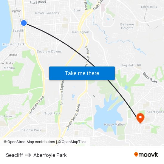 Seacliff to Aberfoyle Park map