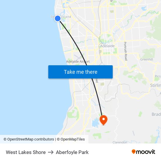 West Lakes Shore to Aberfoyle Park map