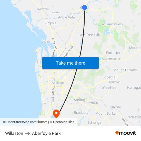 Willaston to Aberfoyle Park map