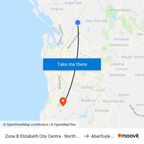 Zone B Elizabeth City Centre - North West side to Aberfoyle Park map