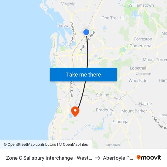 Zone C Salisbury Interchange - West Side to Aberfoyle Park map