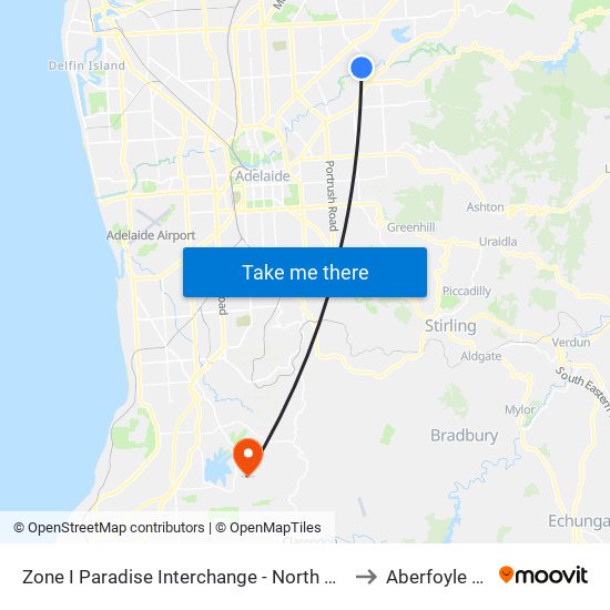 Zone I Paradise Interchange - North West side to Aberfoyle Park map