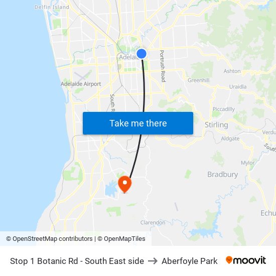 Stop 1 Botanic Rd - South East side to Aberfoyle Park map