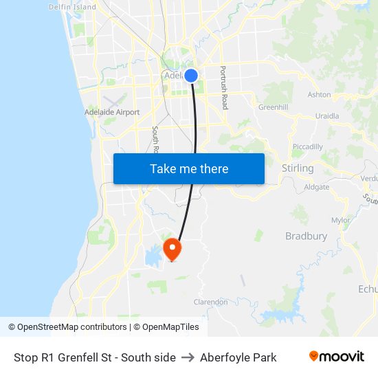 Stop R1 Grenfell St - South side to Aberfoyle Park map