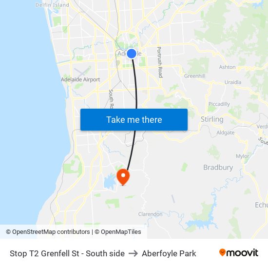 Stop T2 Grenfell St - South side to Aberfoyle Park map