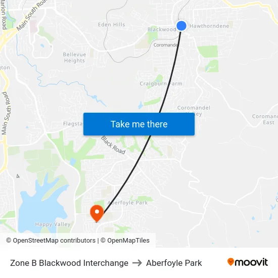 Zone B Blackwood Interchange to Aberfoyle Park map