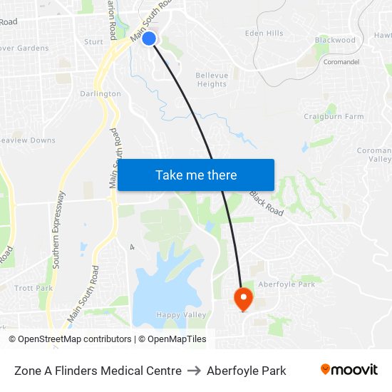 Zone A Flinders Medical Centre to Aberfoyle Park map