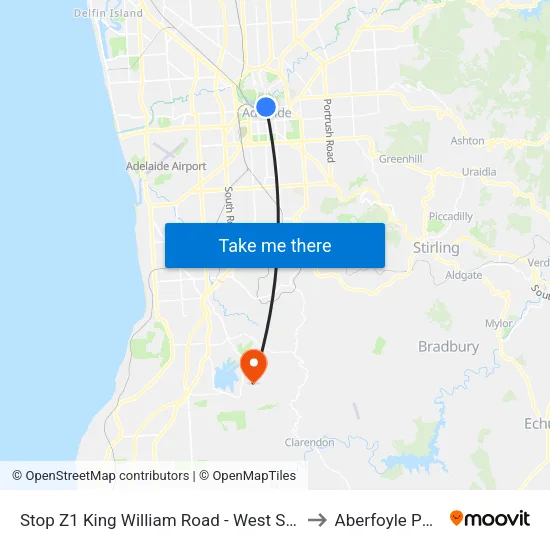 Stop Z1 King William Road - West Side to Aberfoyle Park map