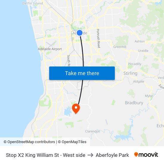 Stop X2 King William St - West side to Aberfoyle Park map