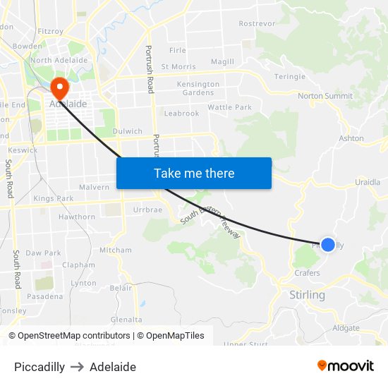 Piccadilly to Adelaide map
