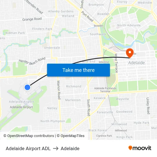 Adelaide Airport ADL to Adelaide map