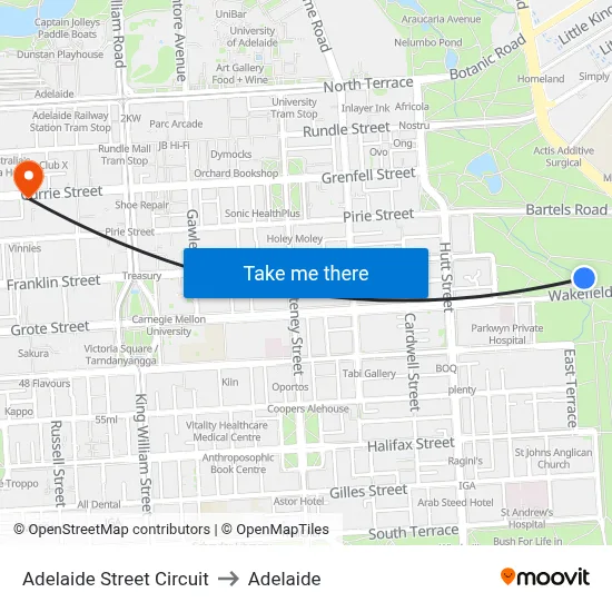 Adelaide Street Circuit to Adelaide map
