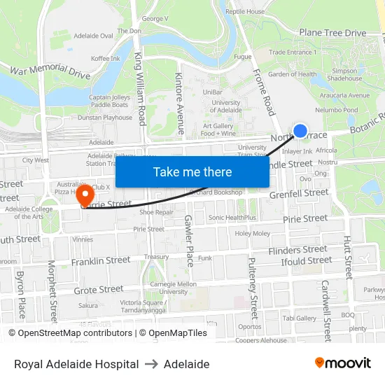 Royal Adelaide Hospital to Adelaide map