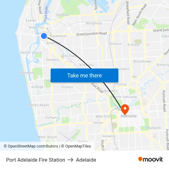 Port Adelaide Fire Station to Adelaide map
