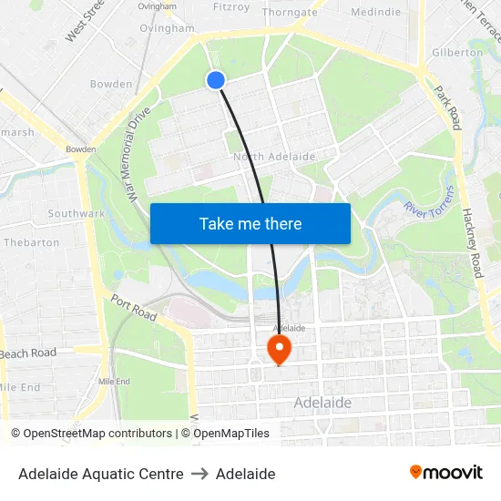 Adelaide Aquatic Centre to Adelaide map