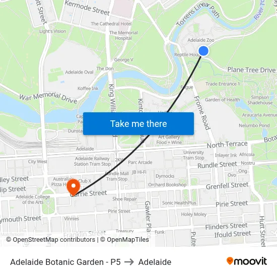 Adelaide Botanic Garden - P5 to Adelaide map