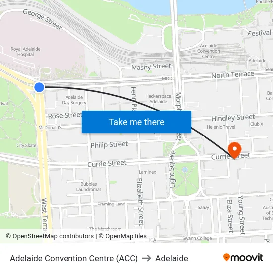 Adelaide Convention Centre (ACC) to Adelaide map