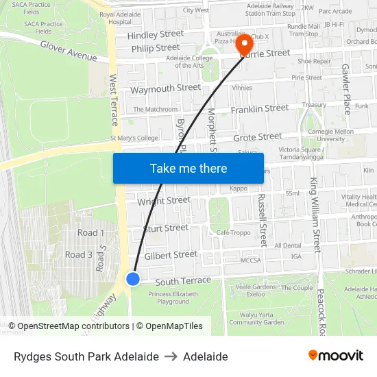 Rydges South Park Adelaide to Adelaide map